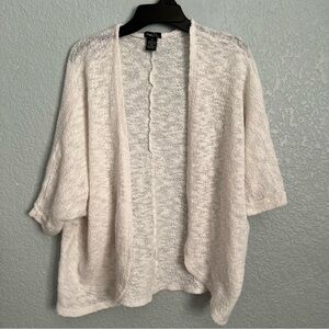 Rue21 White Boho Cardigan Cozy Lightweight Knit Minimal Neutral Layering M
